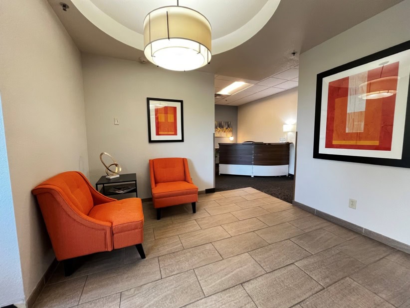 High-quality office reception area in Fort Collins with modern decor and comfortable seating.