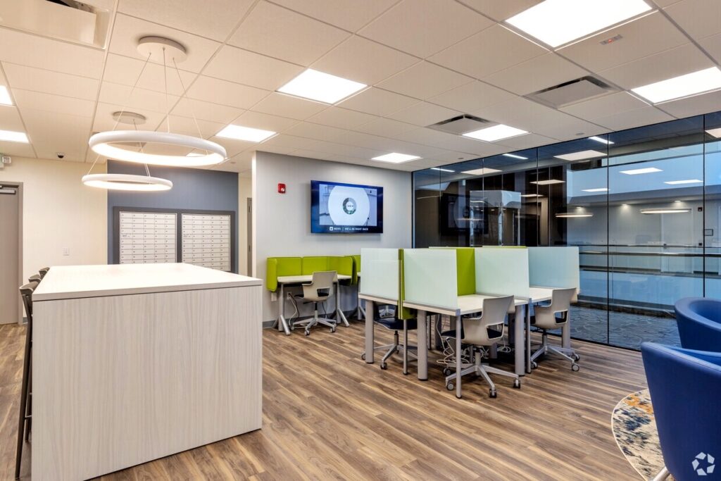 Coworking Lounge: Vibrant and collaborative coworking lounge in Matawan, New Jersey, with stylish decor, high-speed internet, and flexible seating options for all work styles.