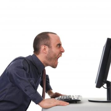 Man yelling at his computer