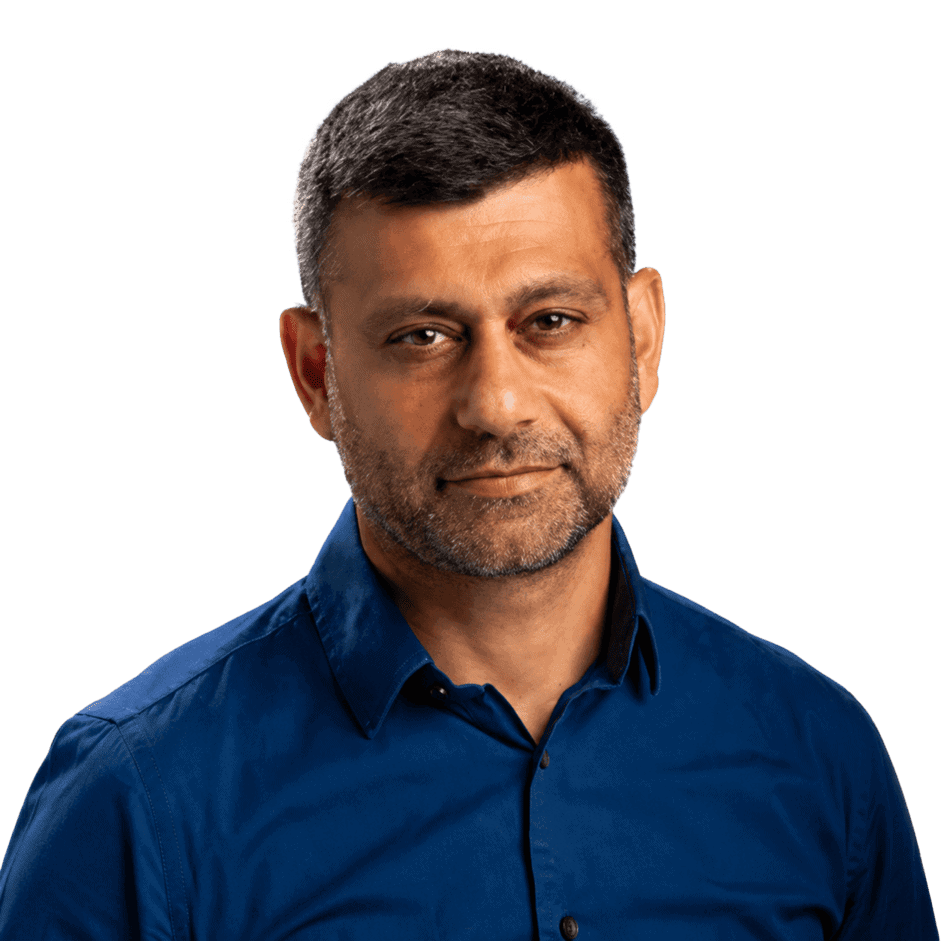 Professional man in blue shirt with confident expression for Office Evolution.